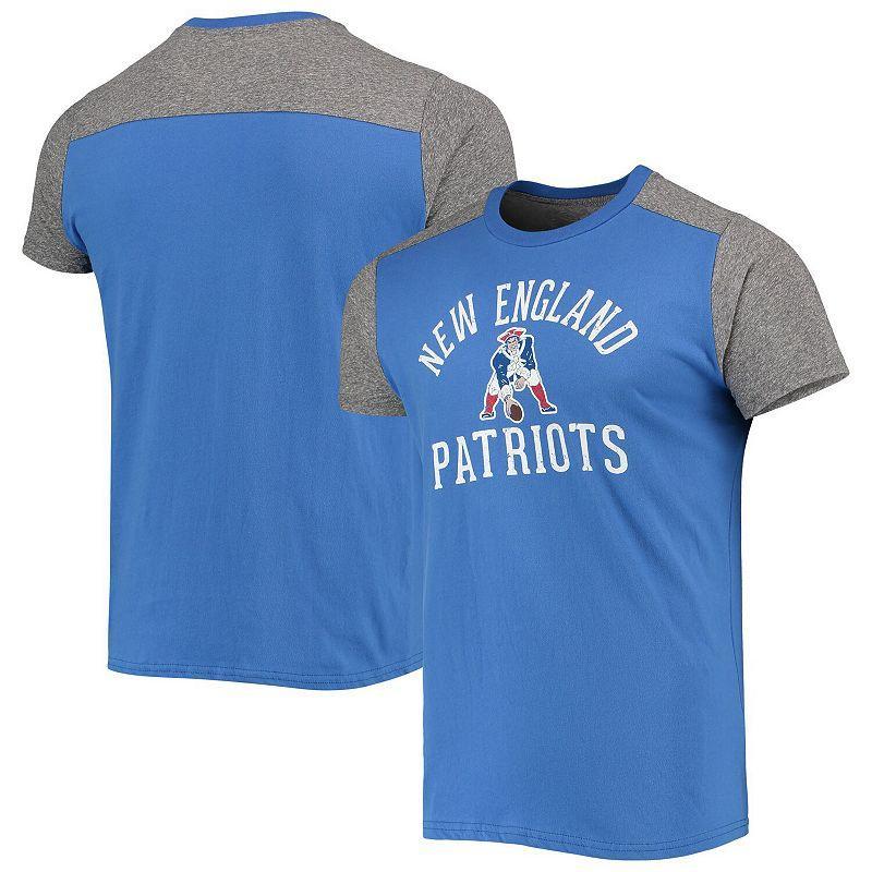 Men's Majestic Threads Royal/Heathered Gray New England Patriots Gridiron Classics Field Goal Slub T-Shirt, Size: Medium, Blue Product Image