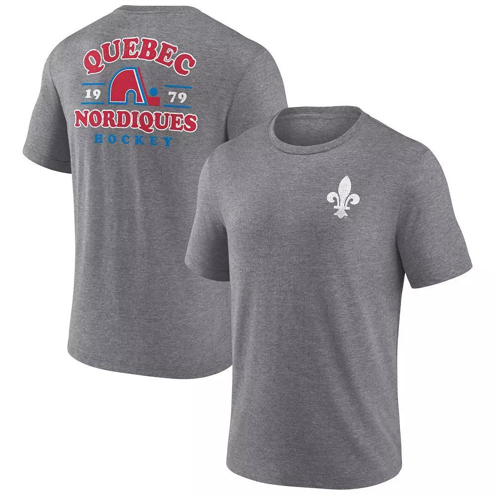 Men's Fanatics  Heather Gray Quebec Nordiques Vintage Hockey Winger Tri-Blend T-Shirt, Size: 2XL, Nhl Grey Product Image