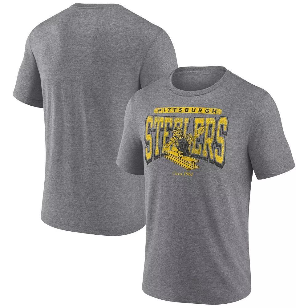 Mens Fanatics Heather Gray New Orleans Saints Warped Block Tri-Blend T-Shirt Product Image