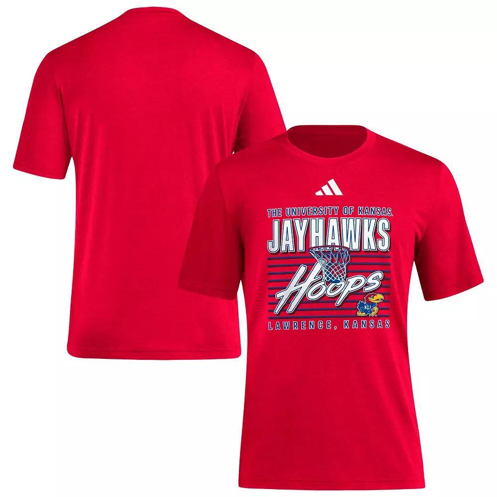 Men's adidas Red Kansas Jayhawks Locker Swish Tri-Blend T-Shirt, Size: Medium Product Image