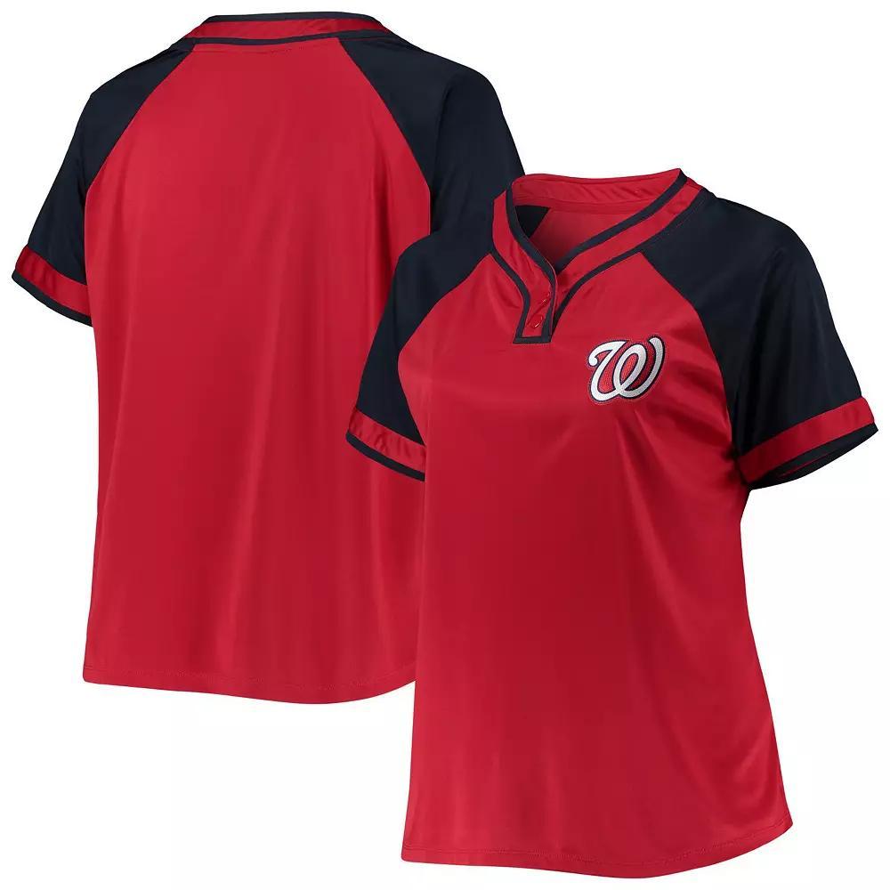 Women's Red Washington Nationals Plus Size Raglan T-Shirt, Size: 2XL Product Image