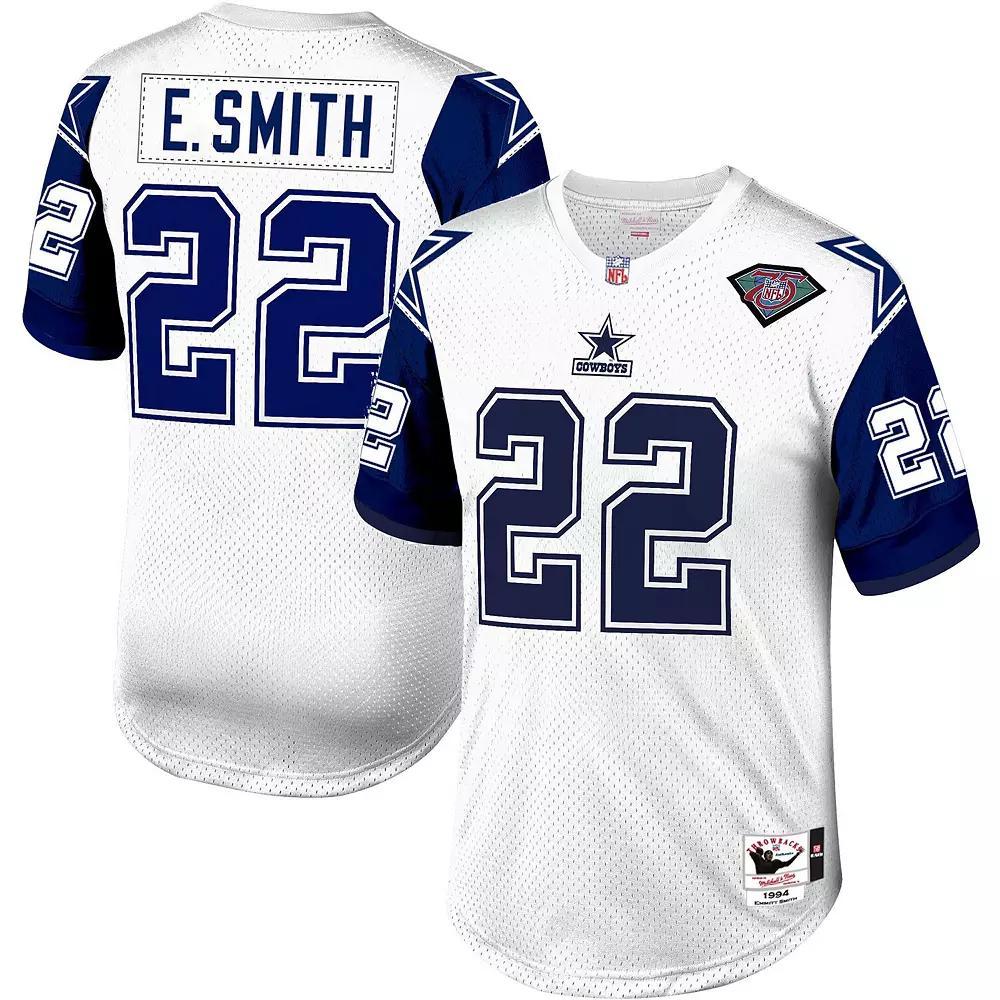 Men's Mitchell & Ness Emmitt Smith White Dallas Cowboys 1996 Authentic Throwback Retired Player Jersey, Size: 52 Product Image