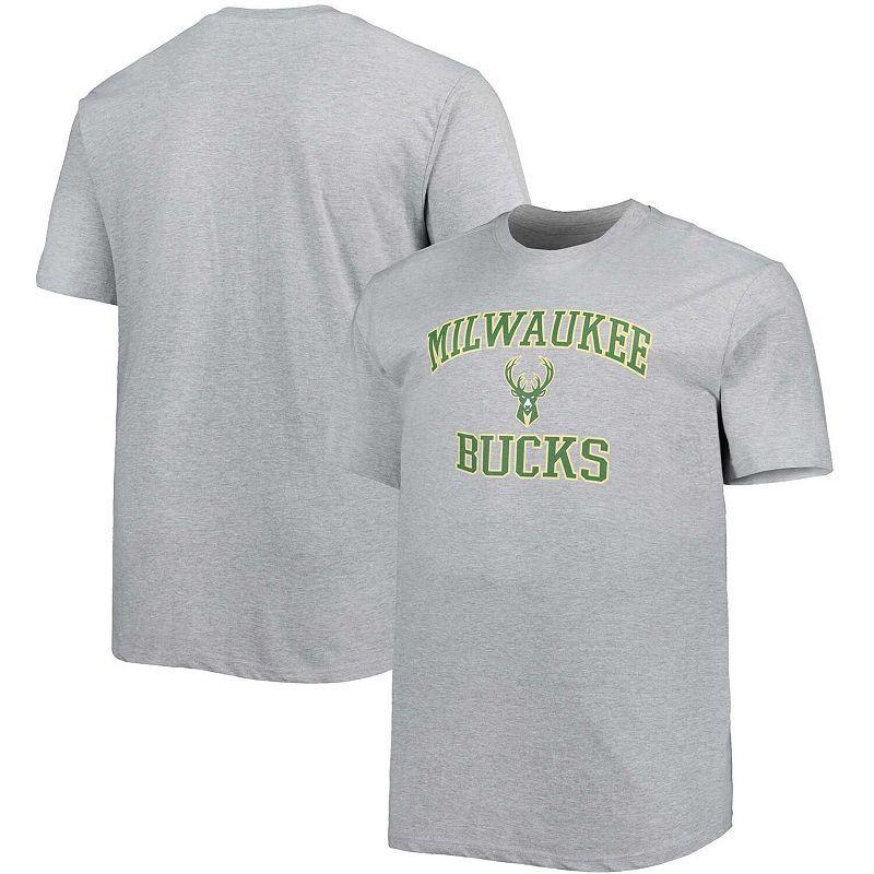 Mens Heathered Gray Milwaukee Bucks Big & Tall Heart & Soul T-Shirt Product Image