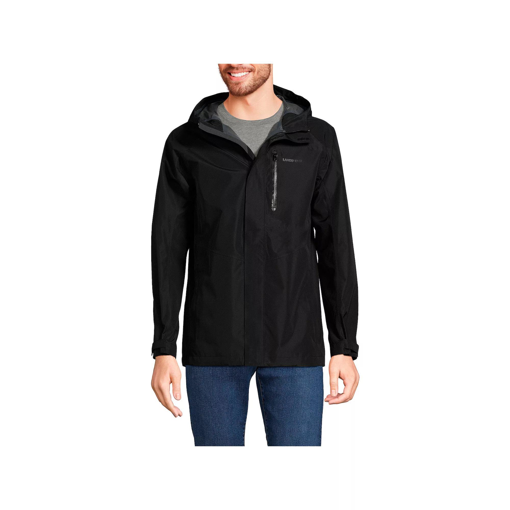Men's Lands' End Waterproof Hooded Packable Rain Jacket, Size: Small, Radiant Blue Product Image