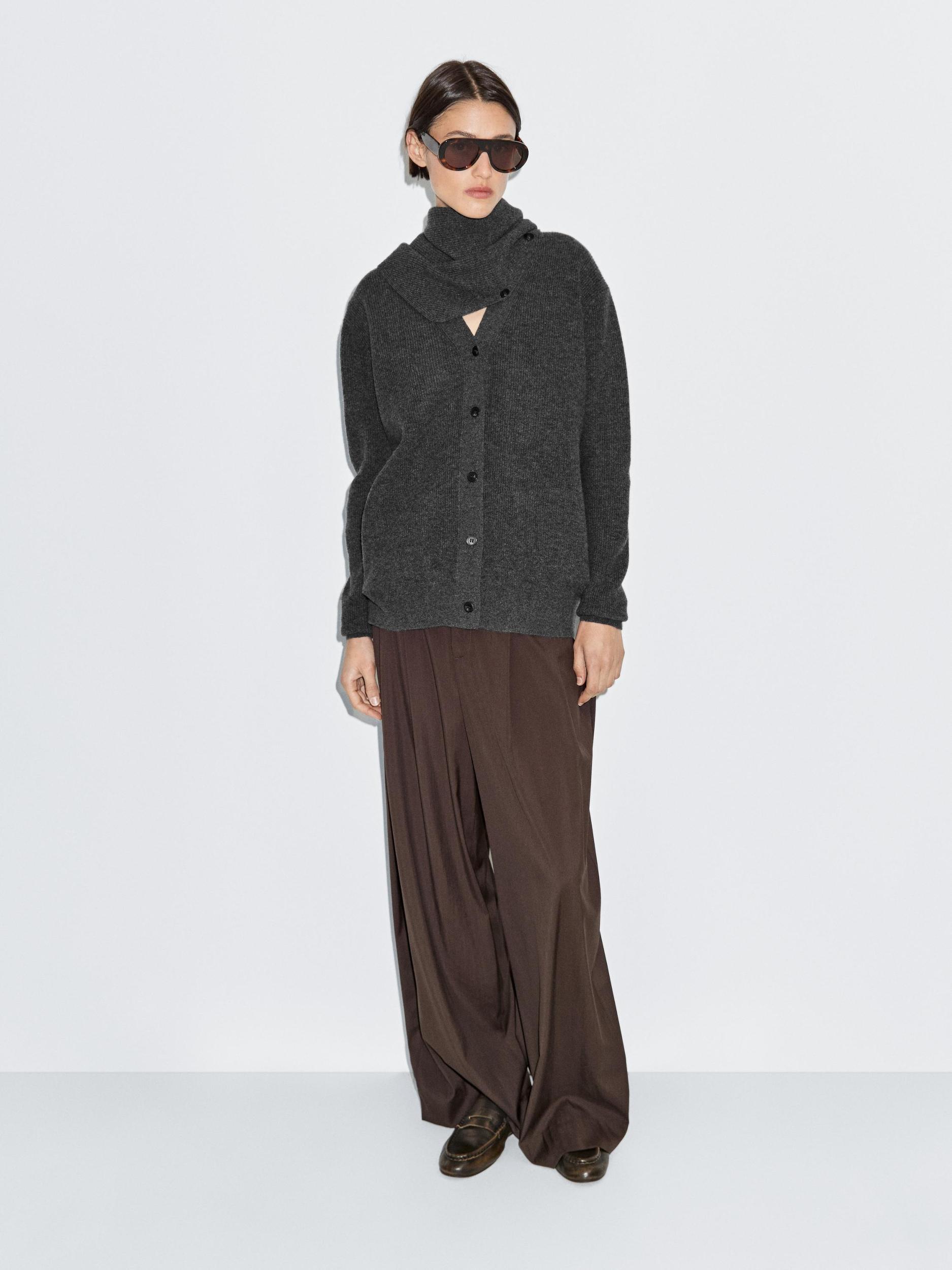 100% wool cardigan with scarf detail Product Image