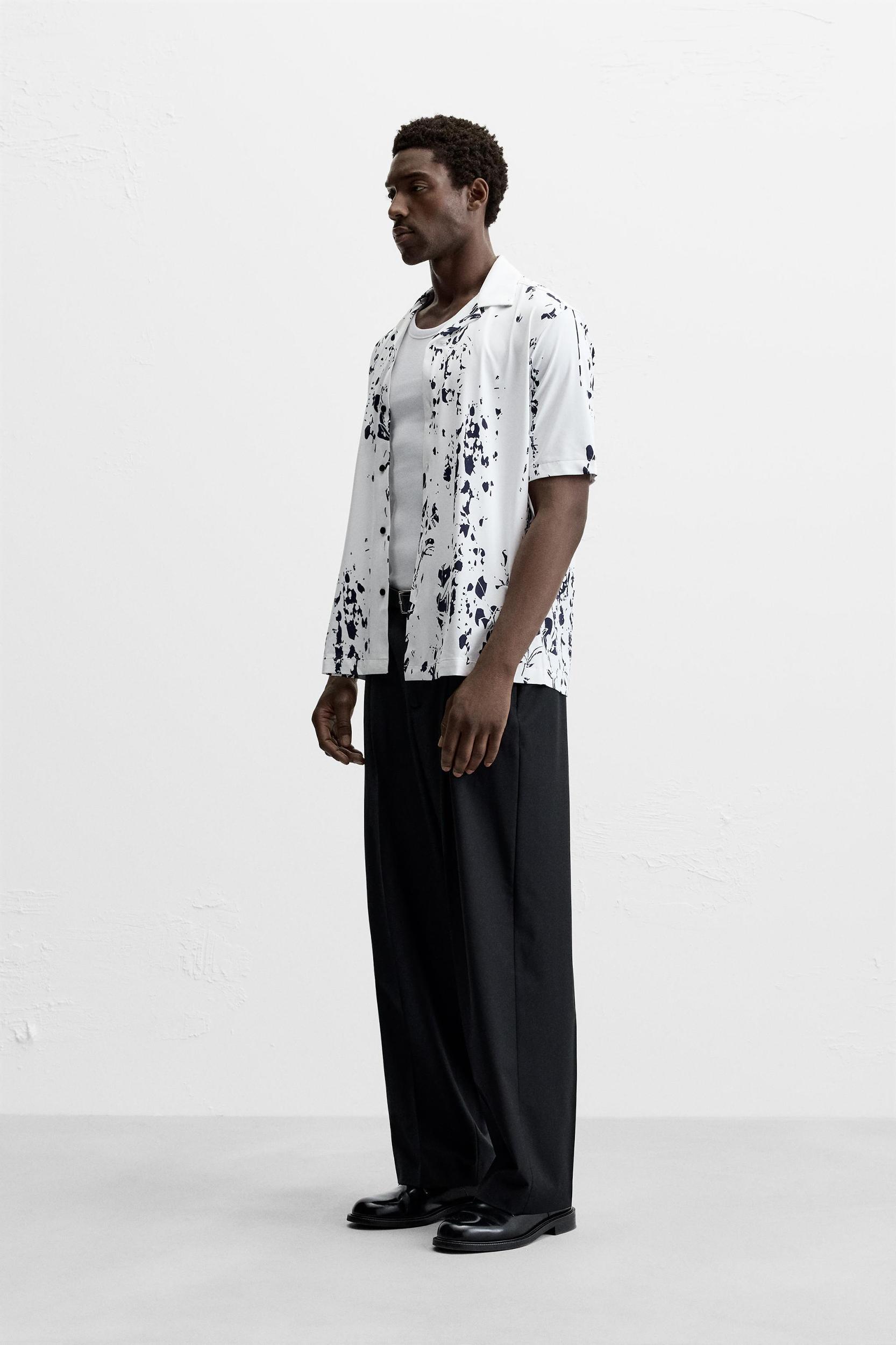 LEAF PRINT STRETCH SHIRT Product Image