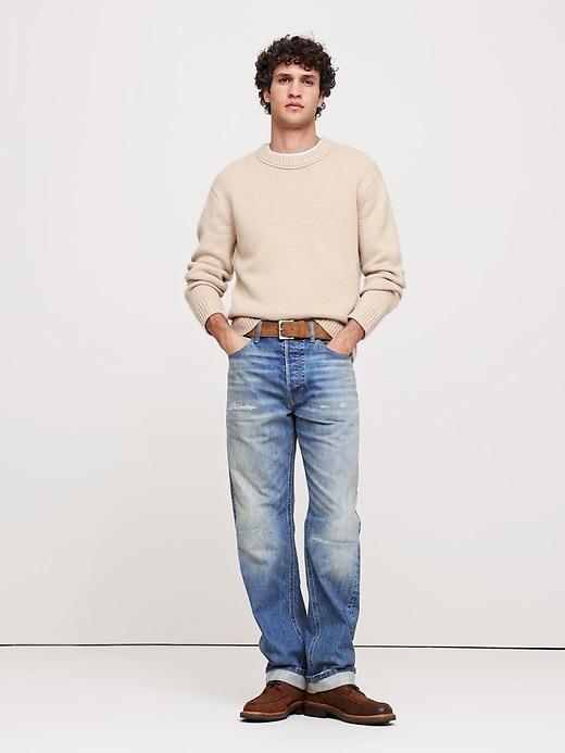 Relaxed Wool-Cotton Crew-Neck Sweater Product Image