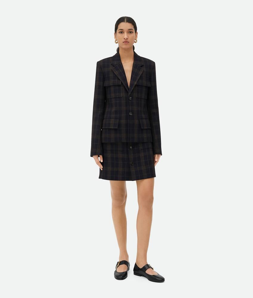 Women's Checked Cotton Mouline Jacket in Blue/brown Product Image