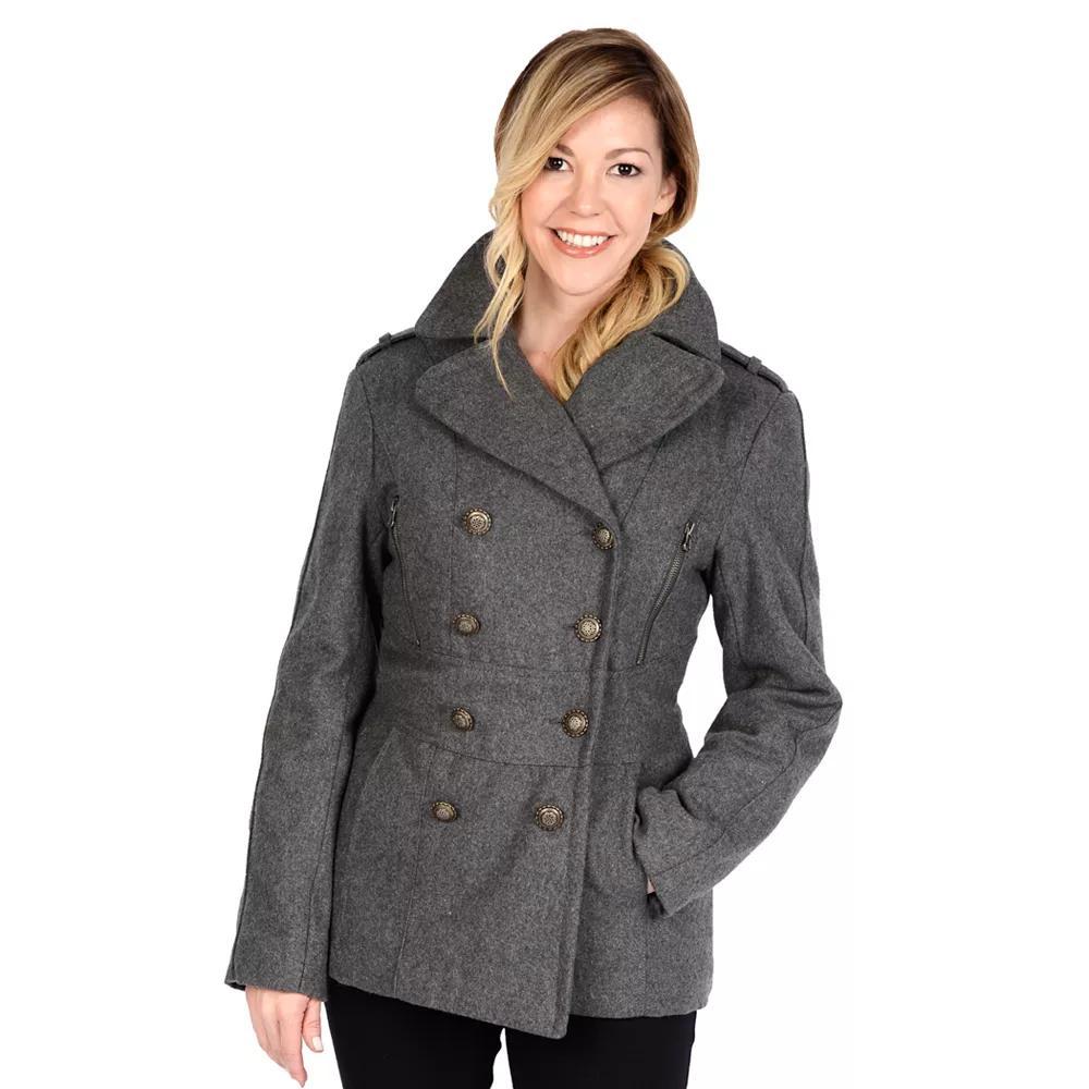 Womens Excelled Military Wool Blend Peacoat Product Image
