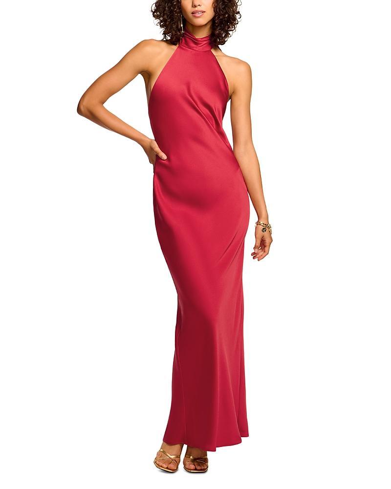Ramy Brook Tatiana Satin Halter Gown Product Image