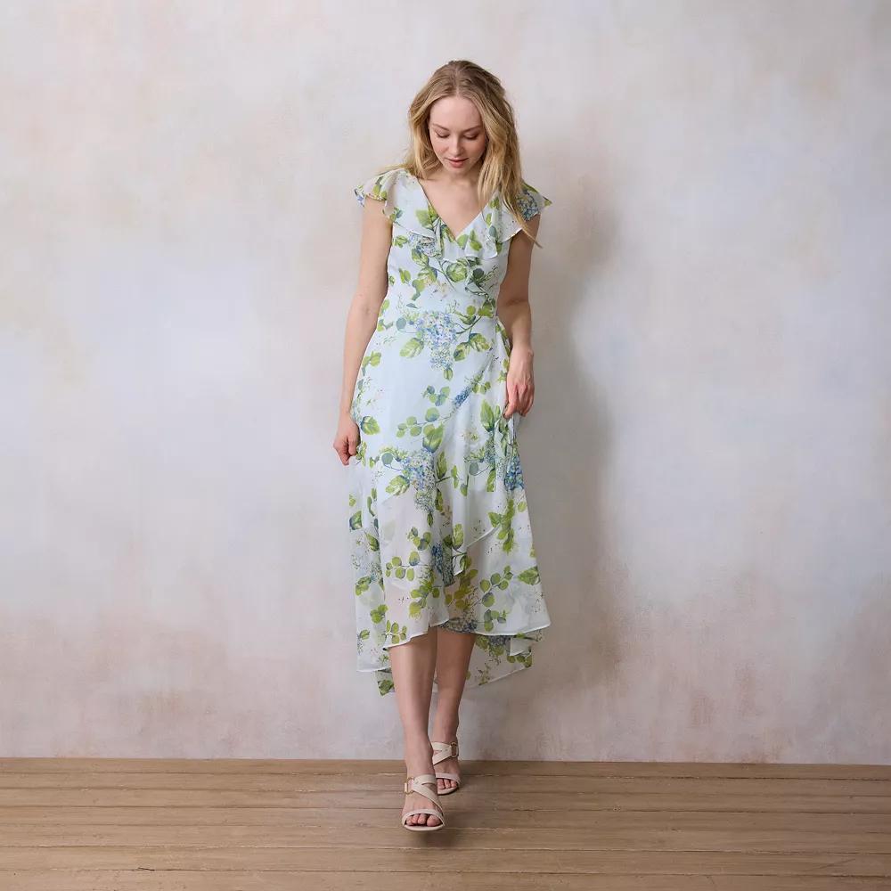 Petite LC Lauren Conrad Flutter Ruffle Wrap Maxi Dress, Women's, Size: Large Petite, Cape Blooms Product Image
