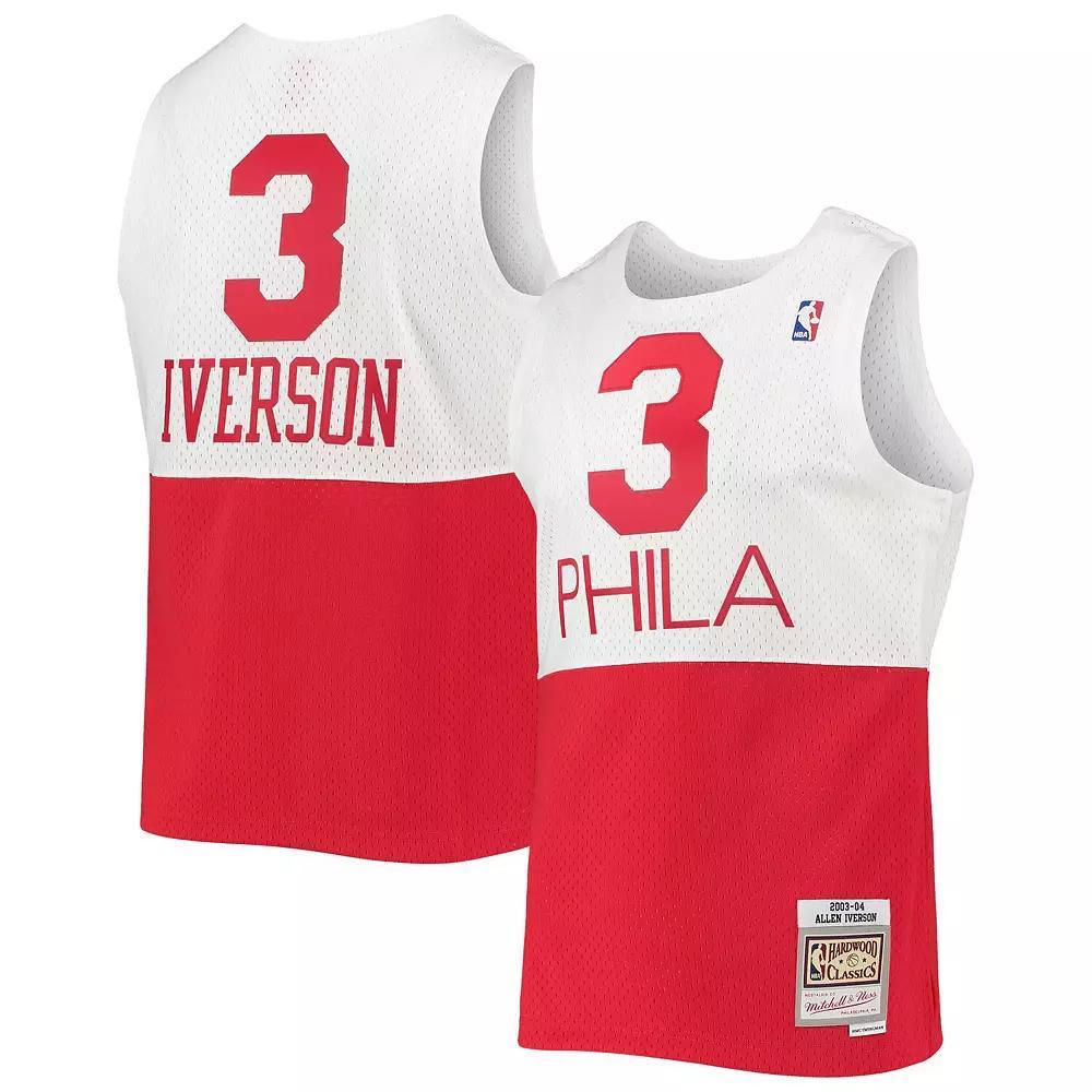 Men's Mitchell & Ness Allen Iverson White Philadelphia 76ers 2003-04 Hardwood Classics Swingman Jersey, Size: Small, 76r White Product Image