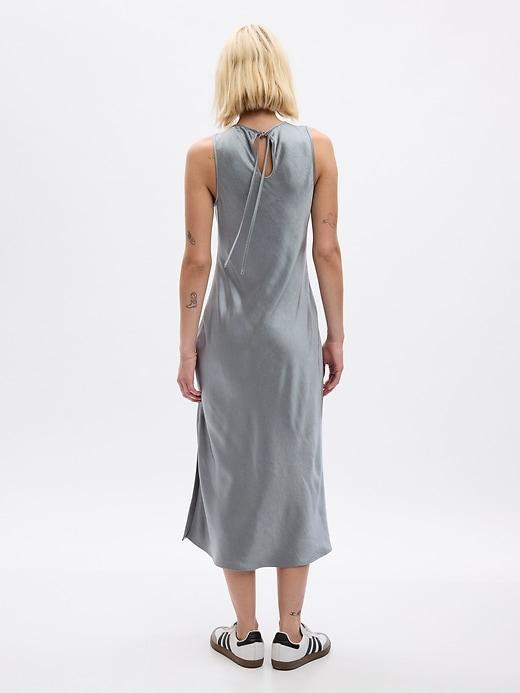 Satin High-Neck Midi Dress Product Image