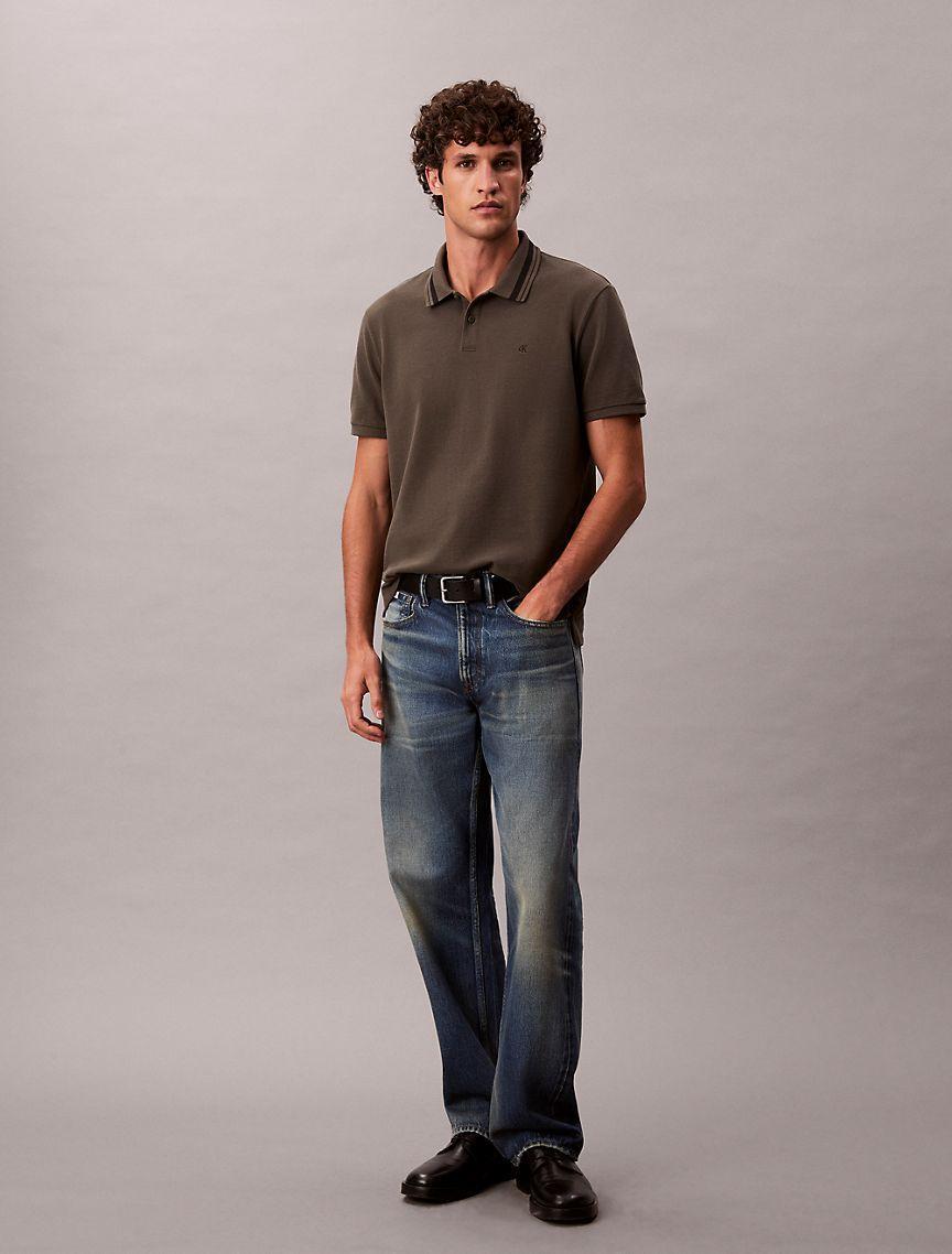 Monogram Logo Pique Tipped Classic Polo Shirt Product Image