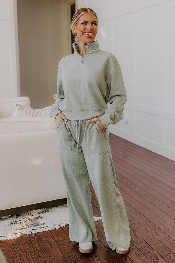 Cozy Lifestyle Vintage Wash Pullover in Sage Product Image