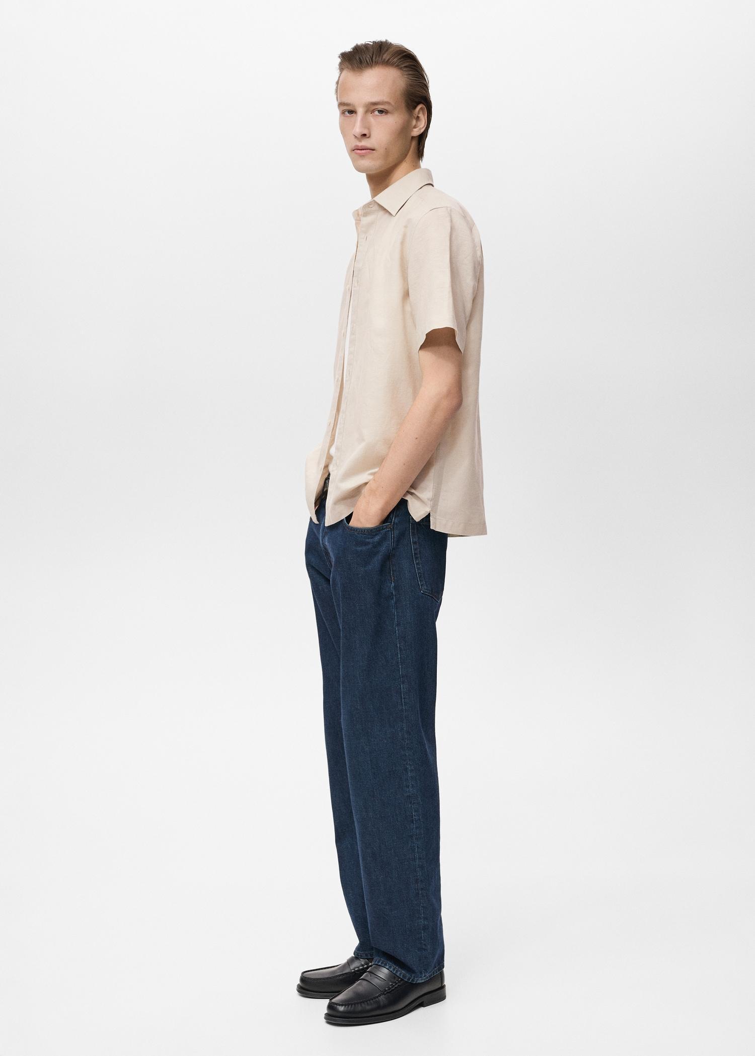 Short sleeve linen-blend shirt - Men | MANGO USA Product Image