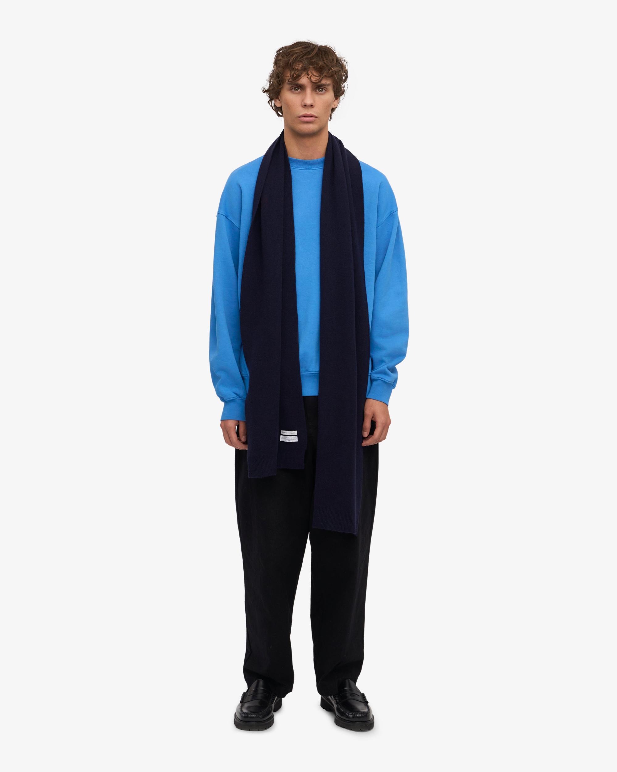 Merino Wool Scarf - Navy Blue Product Image