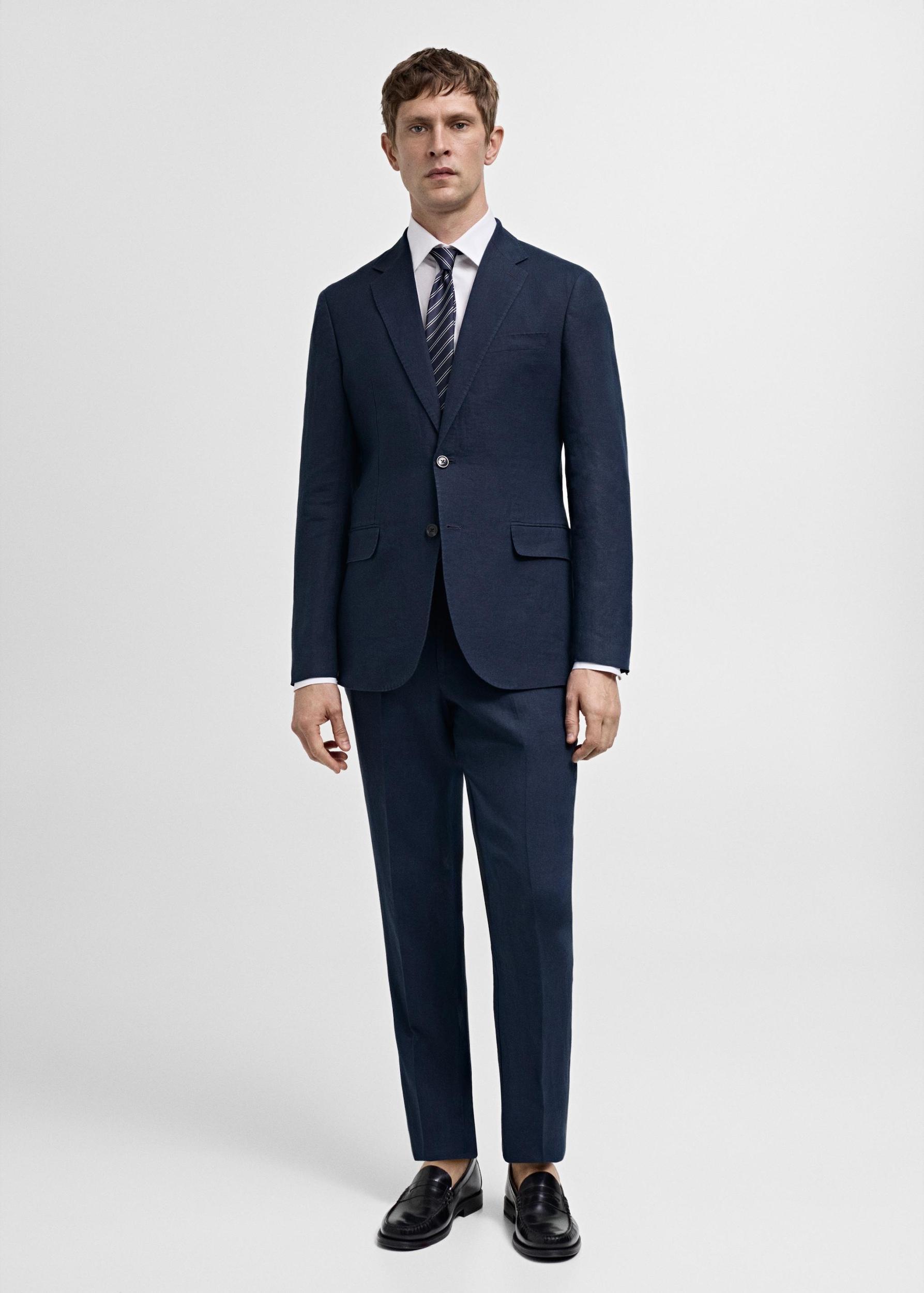 100% linen slim-fit suit jacket - Men | MANGO USA Product Image