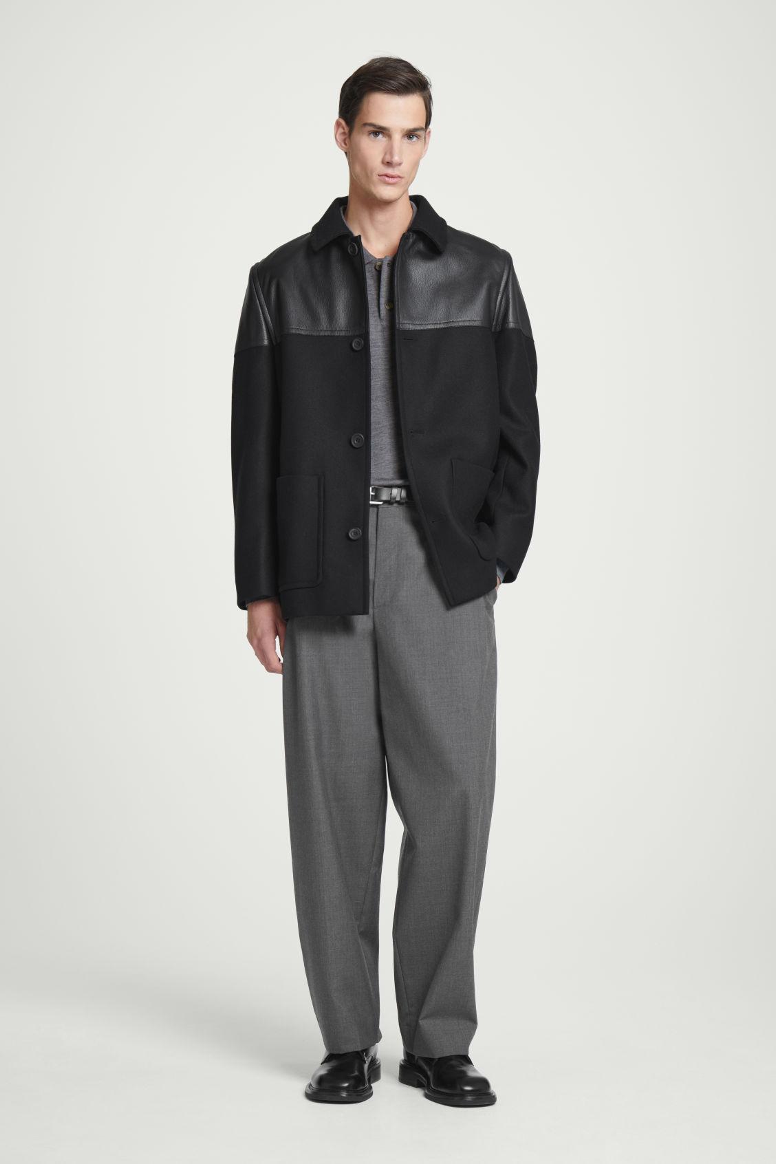 LEATHER-PANELED DONKEY JACKET Product Image