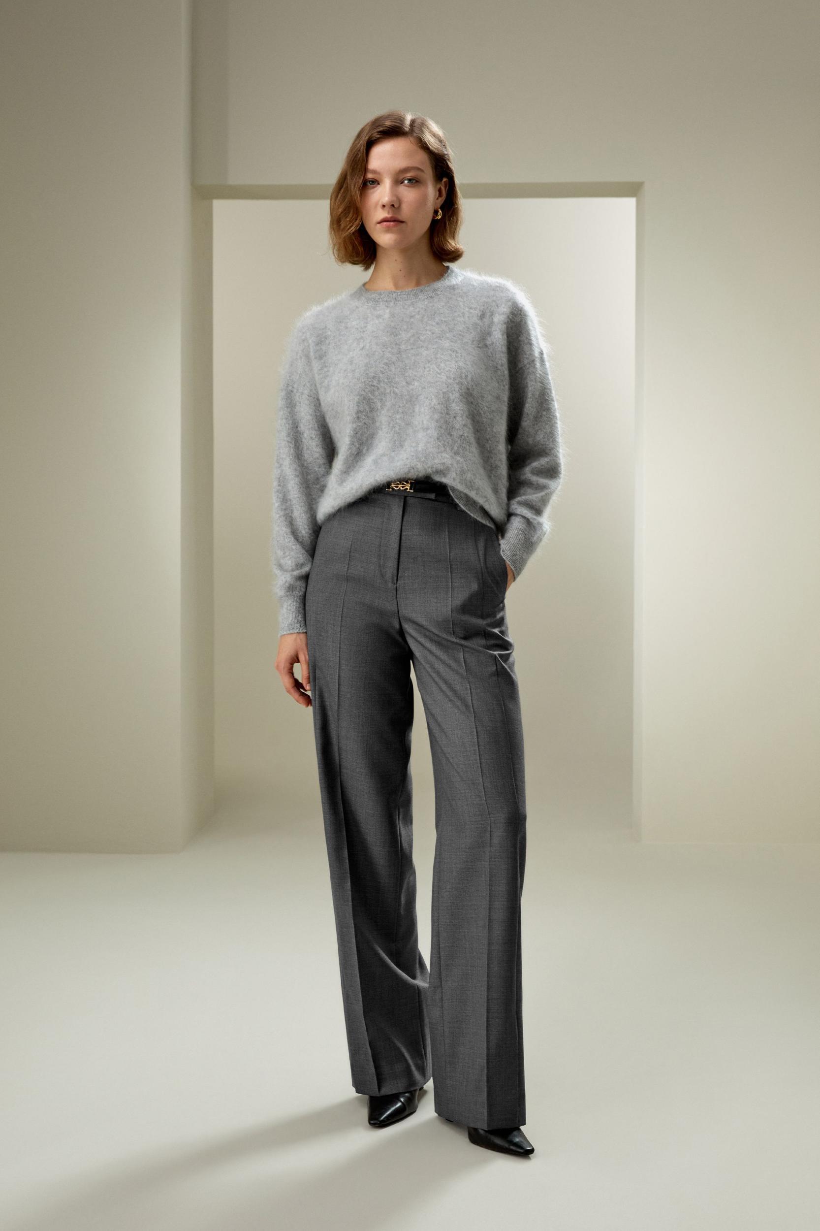 Wool Silk Blend Straight Pants Product Image