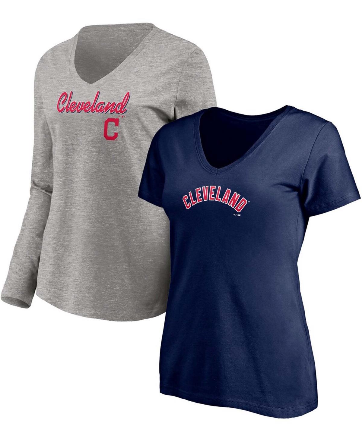 Women's Fanatics Branded Royal/Heathered Gray Chicago Cubs Team V-Neck T-Shirt Combo Set, Size: Small Product Image