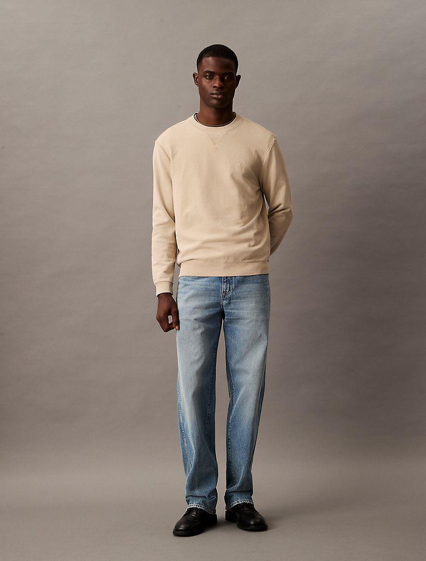 Calvin Klein Men's Washed Terry Classic Sweatshirt - Neutral - S Product Image