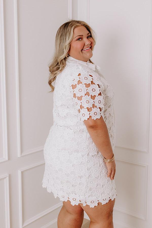 Sunshine Sunday Crochet Mini Dress in White Curves Product Image