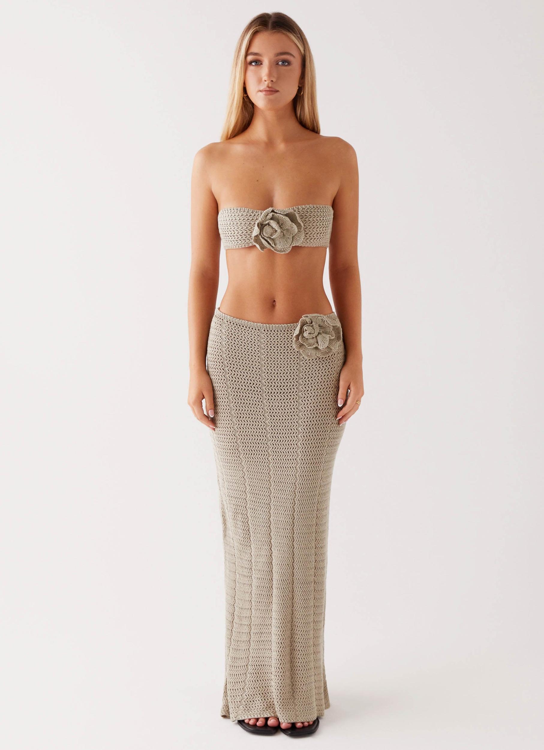 Kelcie Rose Crochet Bandeau Top - Sage Product Image