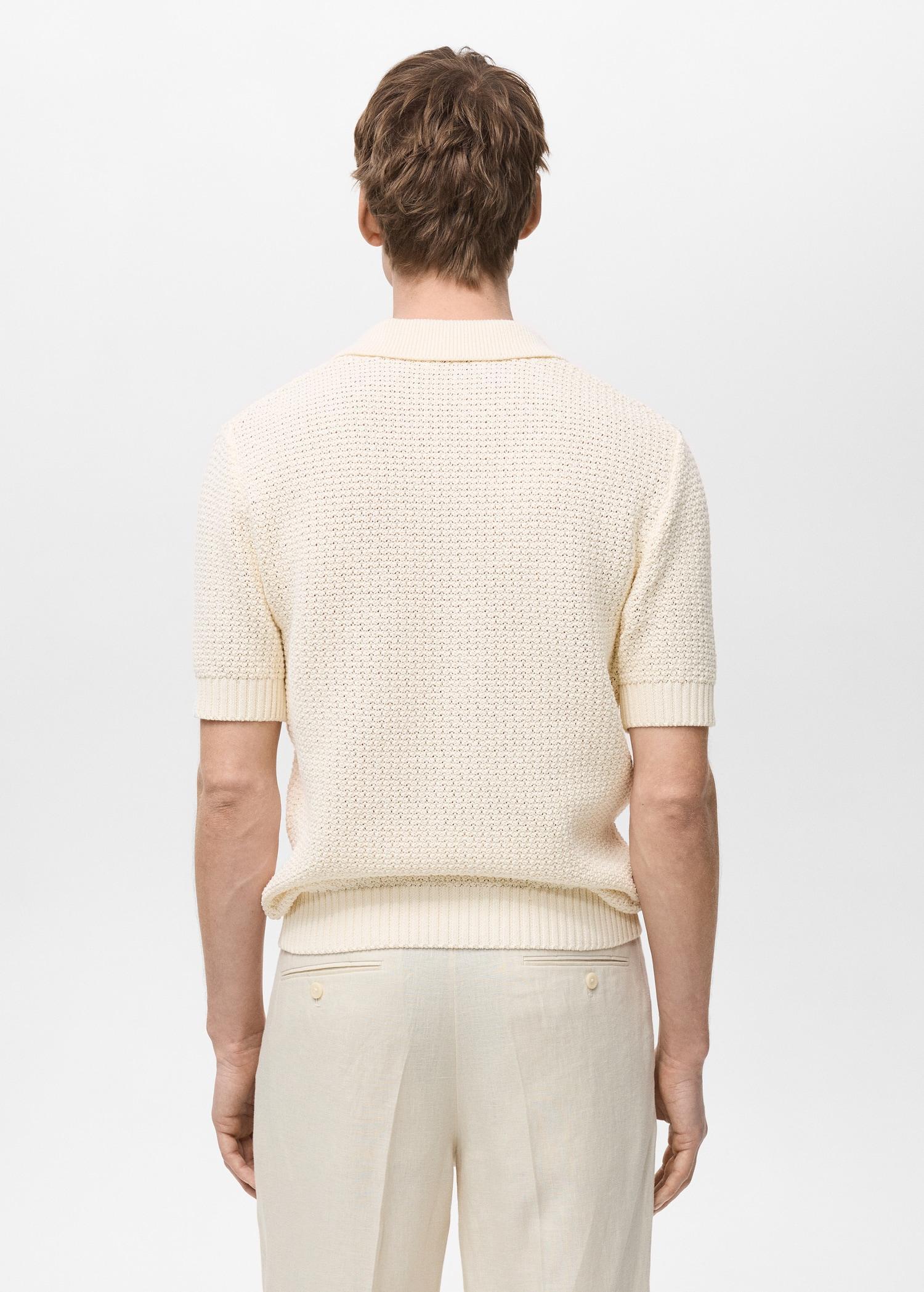 Openwork cotton knitte polo shirt - Men | MANGO USA Product Image