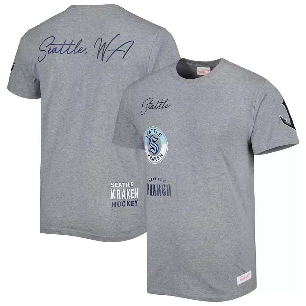 Men's Mitchell & Ness Heather Gray Seattle Kraken City Collection T-Shirt, Size: Medium, Krk Grey Product Image