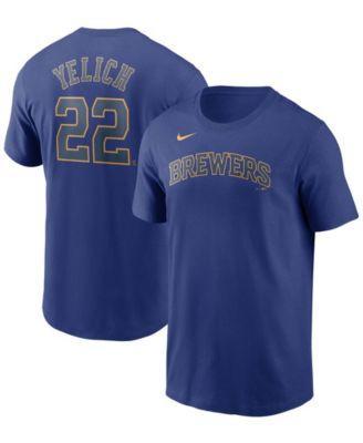 Mens Christian Yelich Royal Milwaukee Brewers Name Number T-shirt Product Image