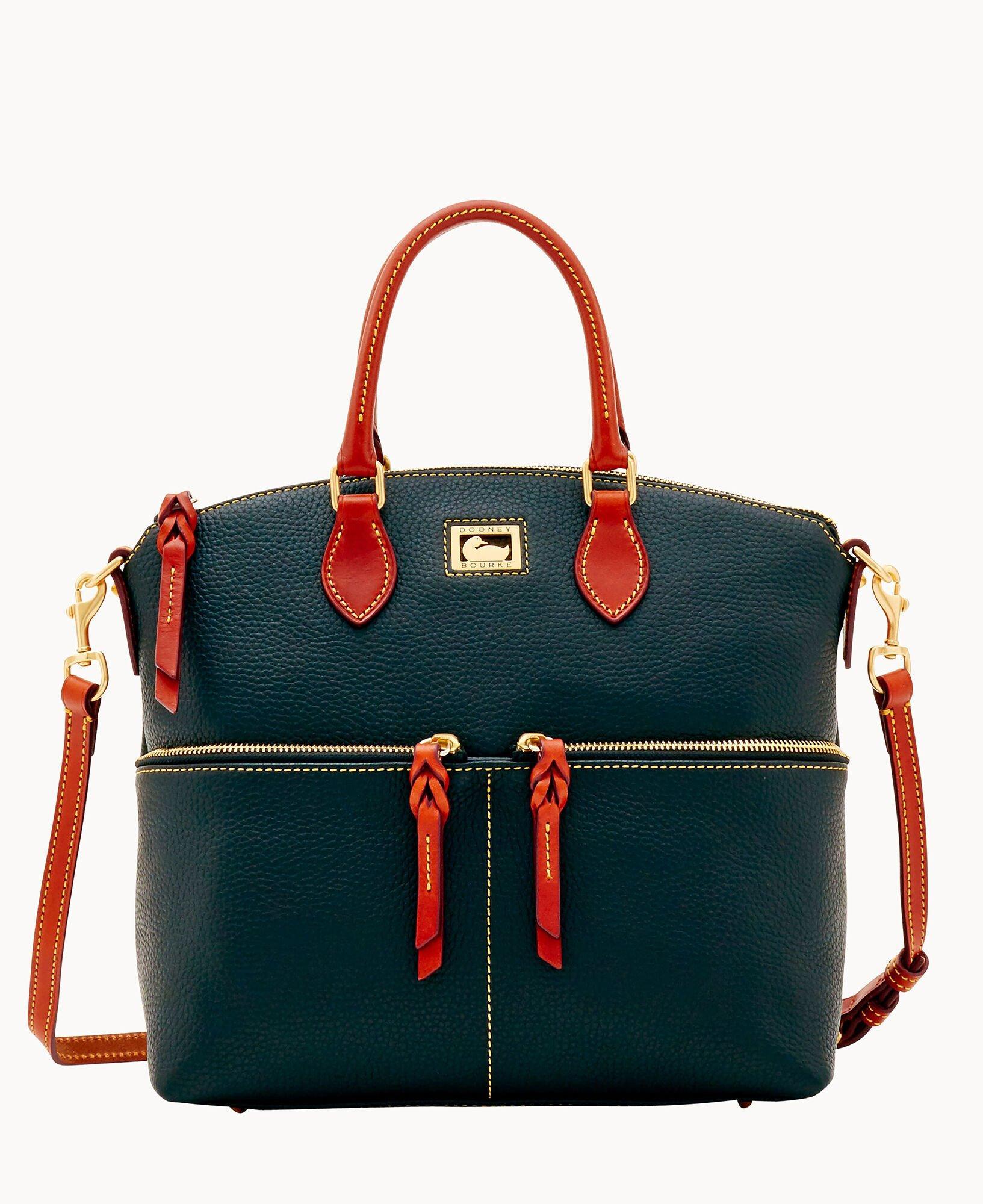 Dooney & Bourke Womens Dillen Double Pocket Leather Satchel Bag in Caramel Product Image