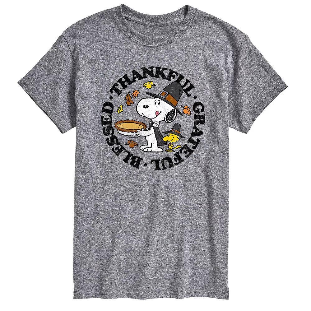 Men's Peanuts Thankful Grateful Blessed Tee, Size: XS, Gray Product Image