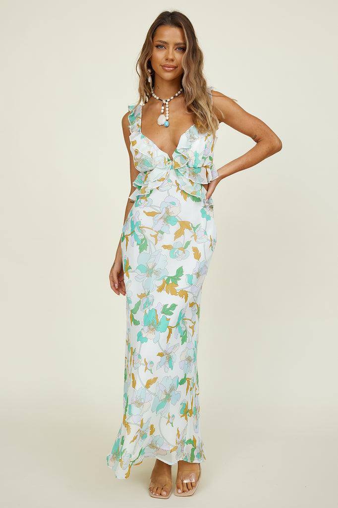 West Coast Drive Maxi Dress Green Product Image