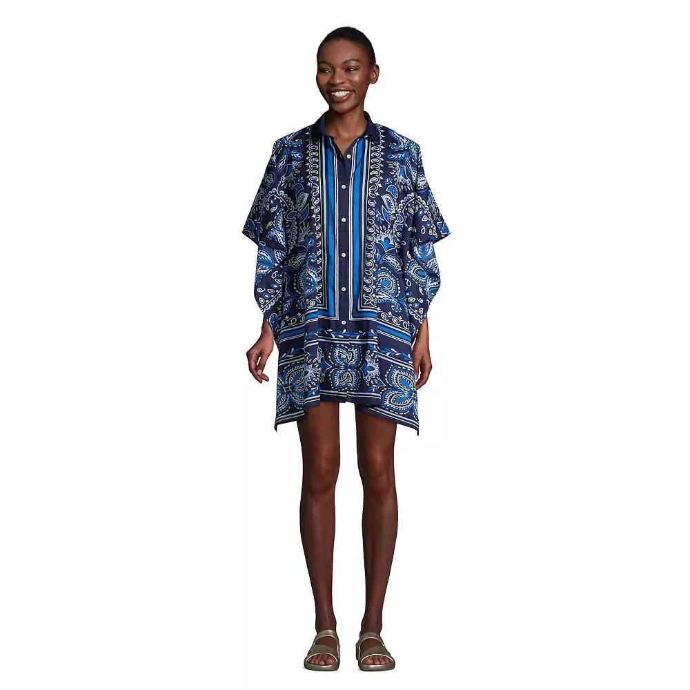 Petite Lands' End Poplin Swim Cover-Up Shirtdress, Women's, Size: XS Petite, Blue Product Image