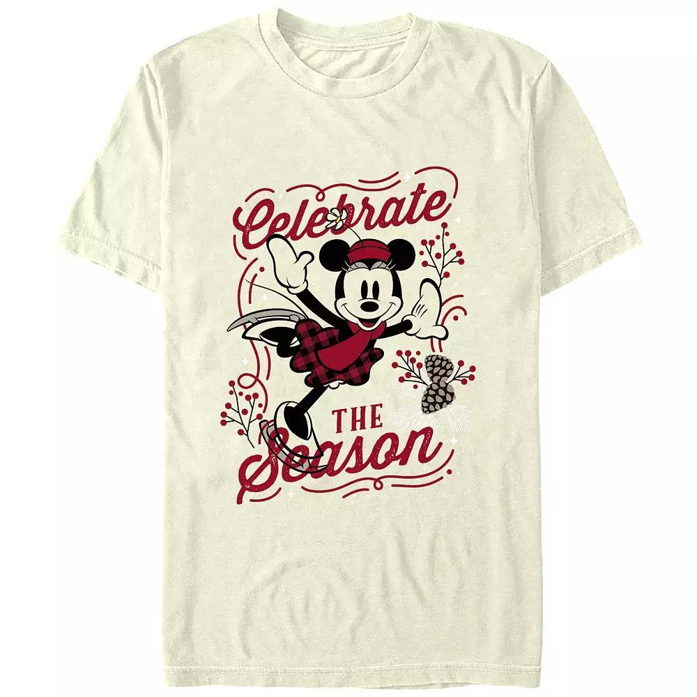 Disney's Minnie Mouse Celebrate The Season Men's Graphic Tee, Size: Medium, Natural Product Image