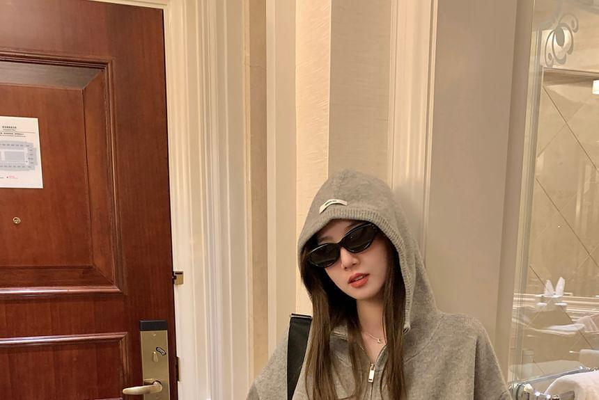 Hooded Plain Zip-Up Jacket / Hot Pants Product Image