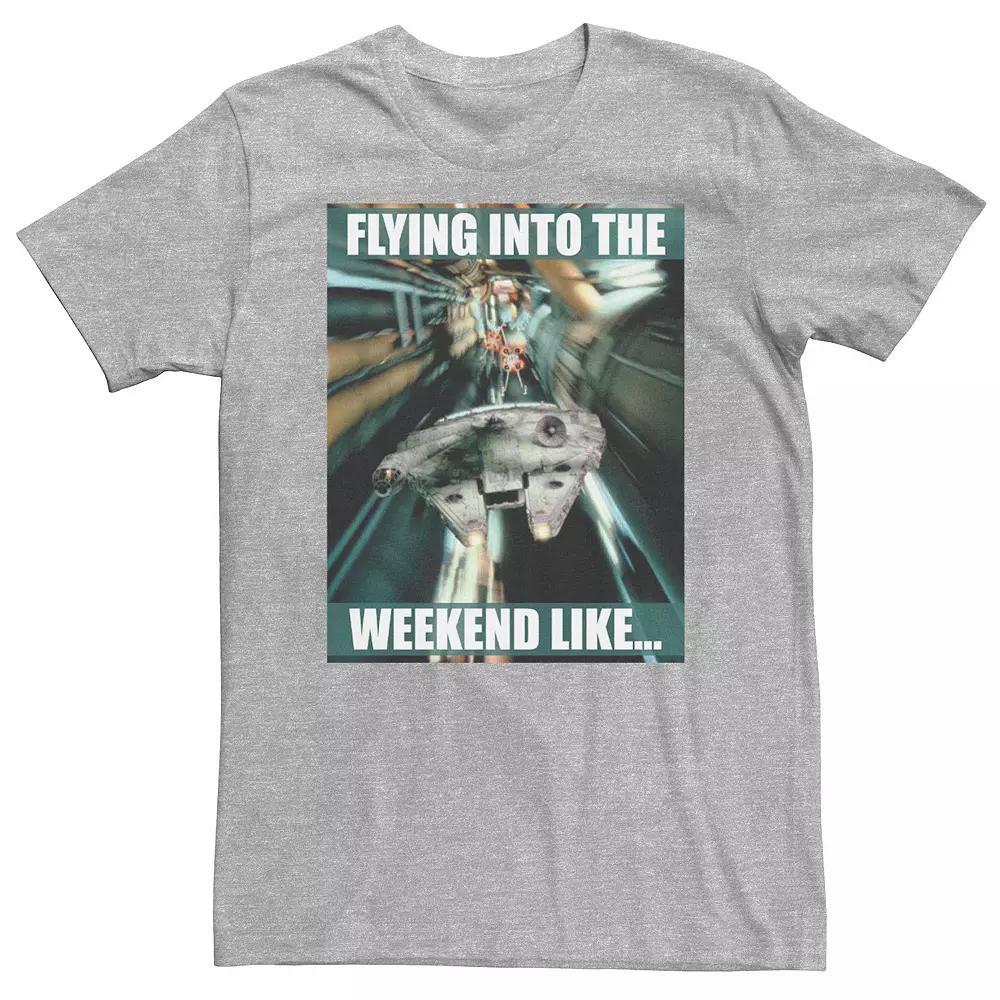 Big & Tall Star Wars Millennium Falcon "Flying Into The Weekend Like..." Tee, Men's, Size: Large Tall, Athletic Grey Product Image