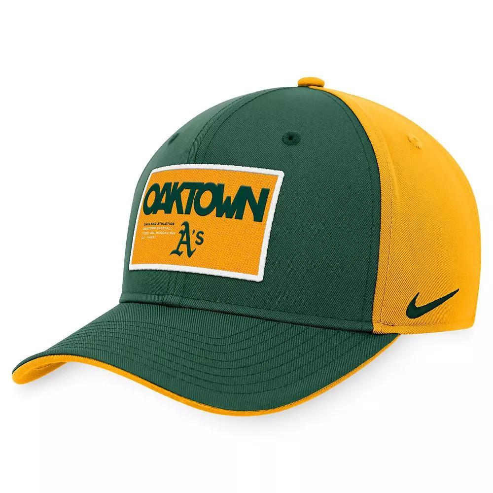 Men's Nike Green/Gold Oakland Athletics Classic99 Colorblock Performance Snapback Hat Product Image