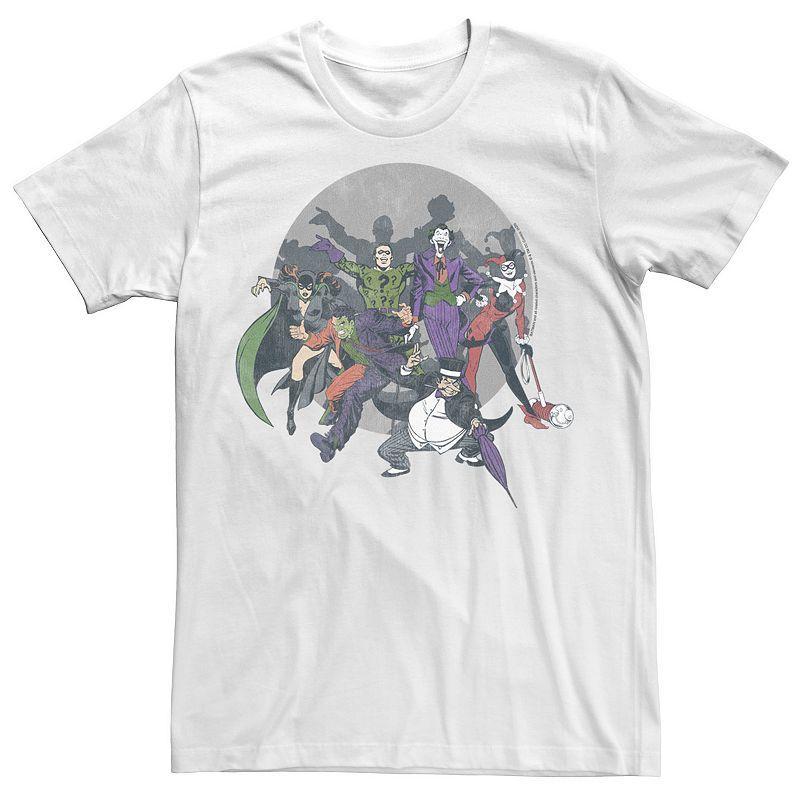 Men's Batman Villains Group Shot Poses Tee, Size: Small, White Product Image