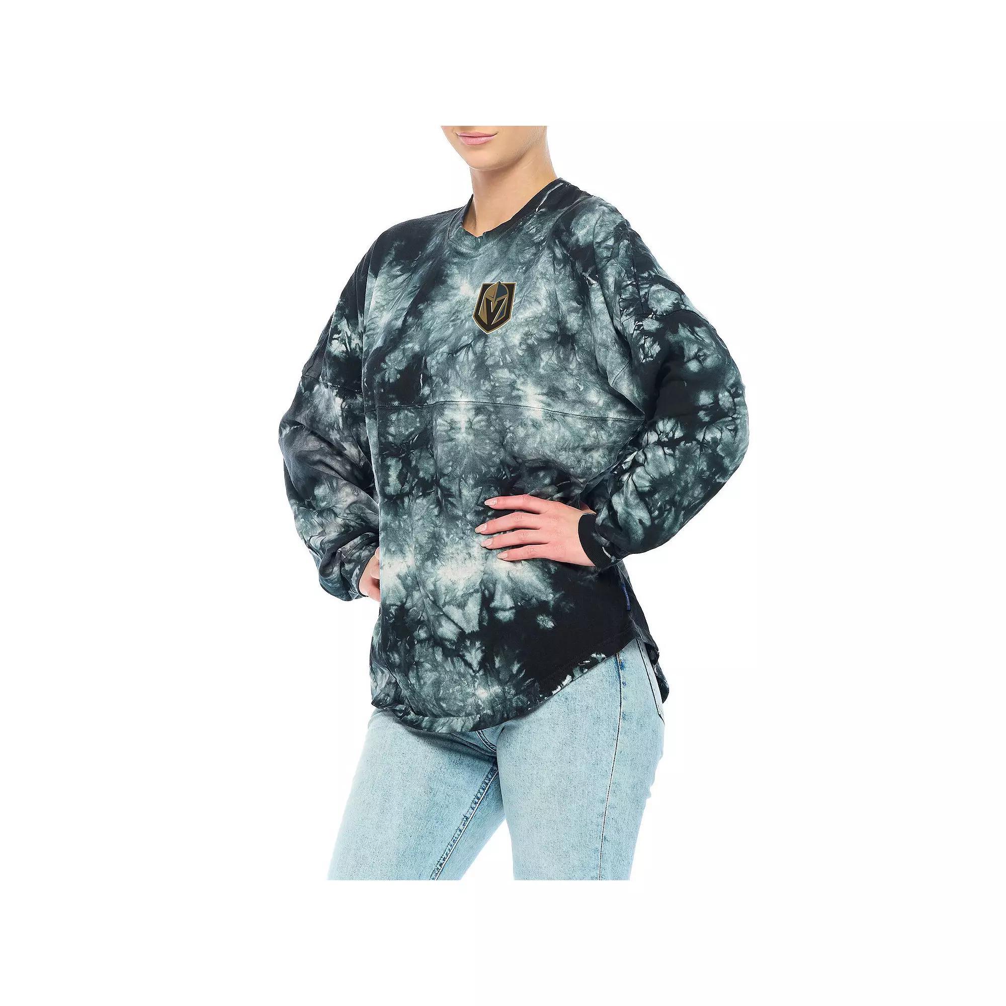 Women's Fanatics Branded Black Boston Bruins Crystal-Dye Long Sleeve T-Shirt, Size: Large Product Image