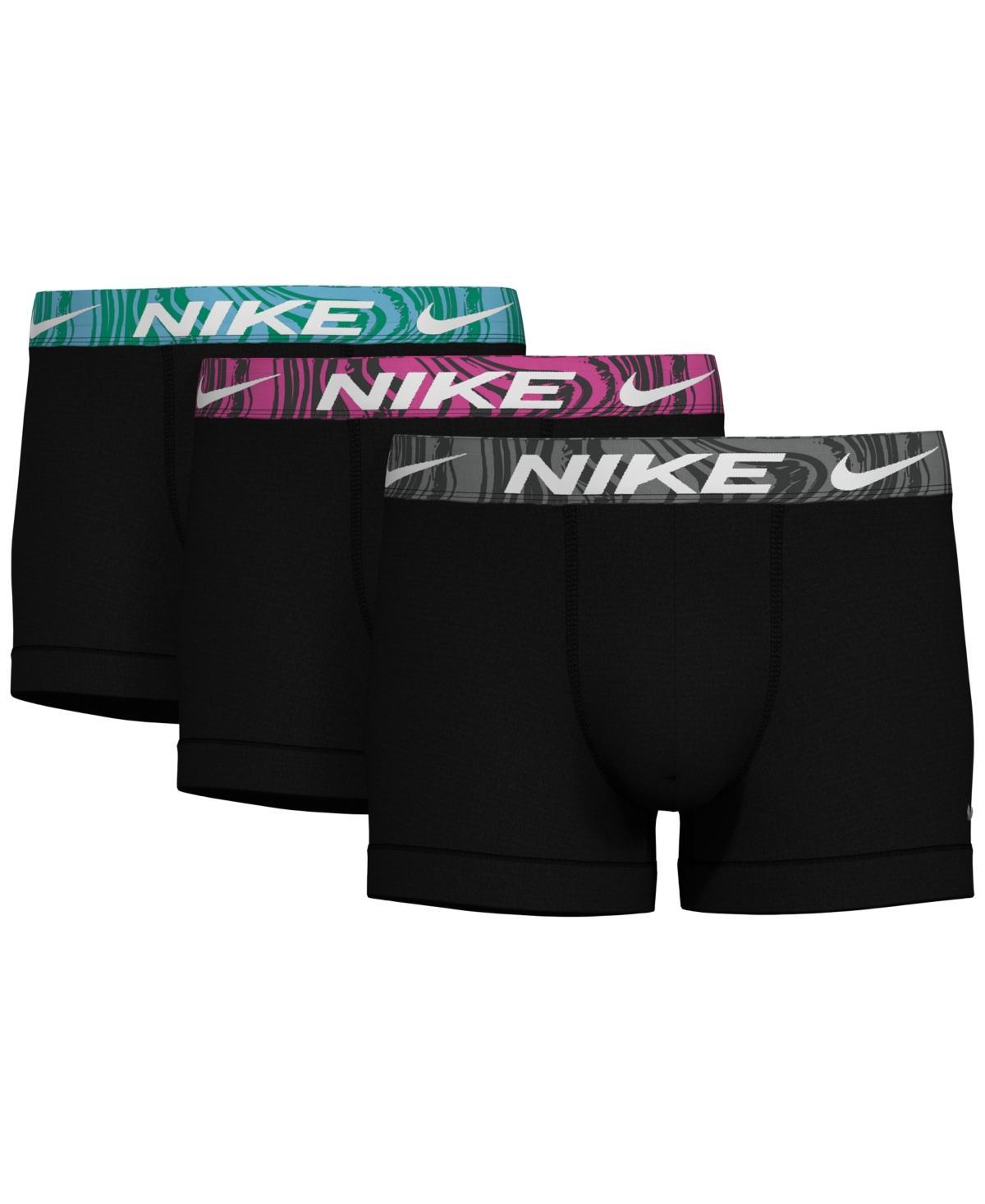 Men's Nike Dri-FIT Essential 3-pack Microfiber Trunks, Size: Medium, Nike Logo Grey Black Product Image