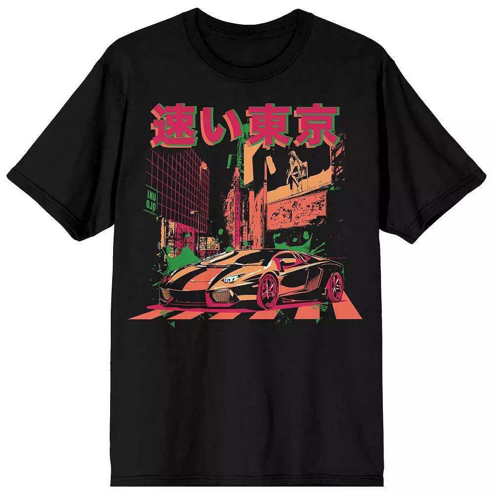 Men's Sleek Rebel Tokyo Fast Graphic Tee, Size: Small, Black Product Image