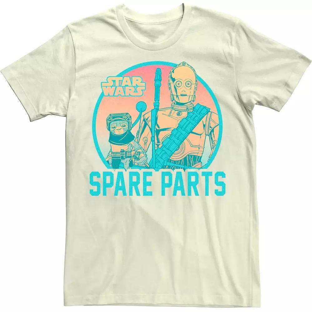 Men's Star Wars: The Rise Of Skywalker Babu Frik C-3PO Spare Parts Tee, Size: Medium, Natural Product Image