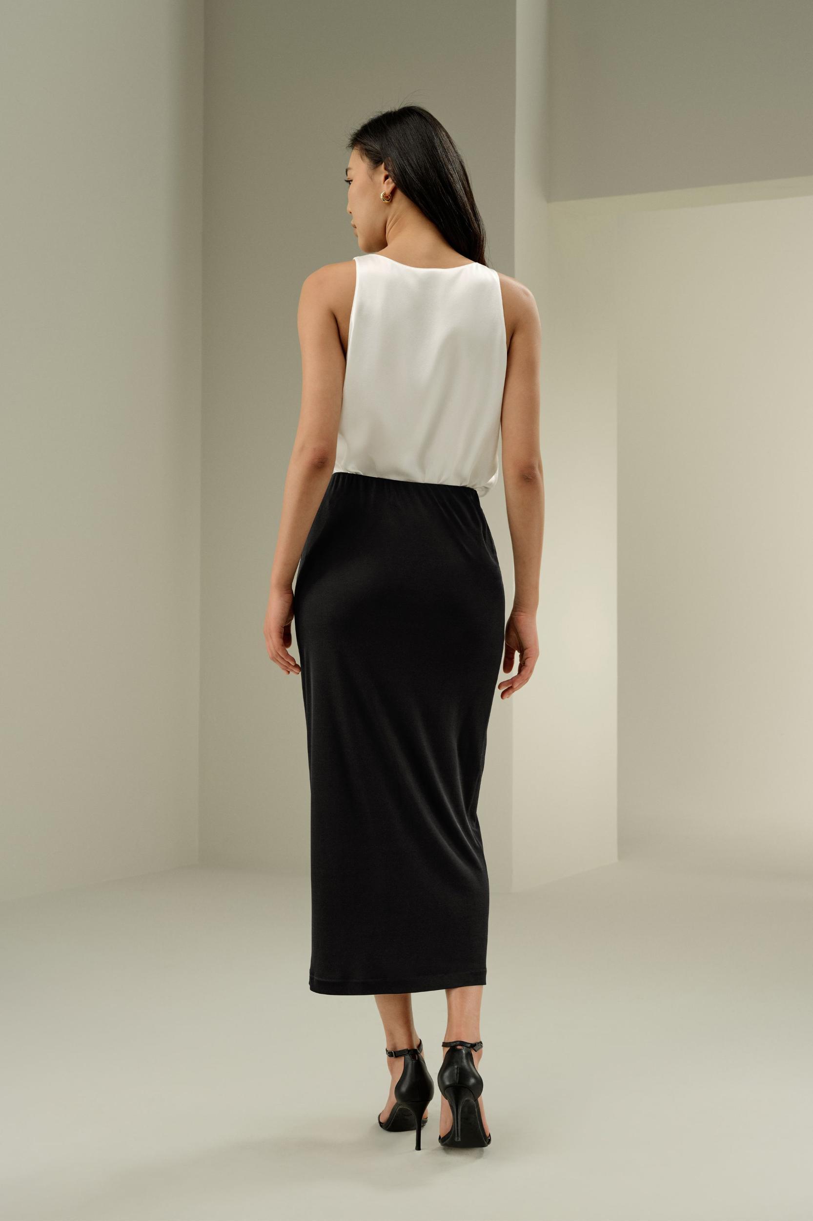 Elegant Silk Midi Skirt Product Image