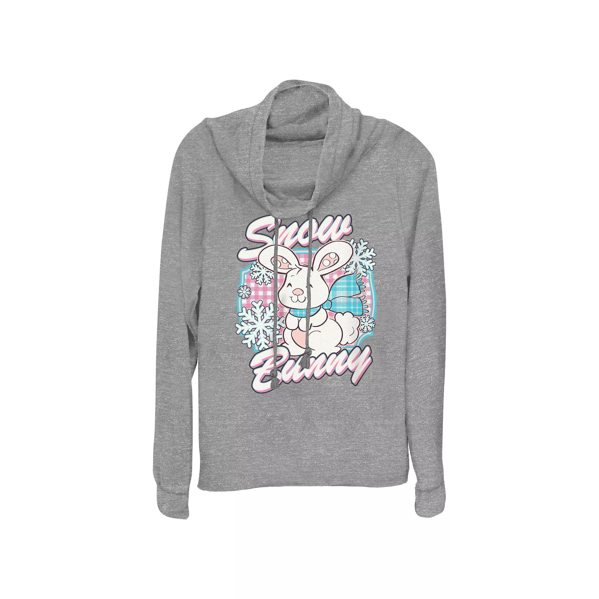 Women's Strawberry Shortcake Snow Bunny Cowlneck Graphic Lightweight Long Sleeve, Size: Small, Gray Grey Product Image
