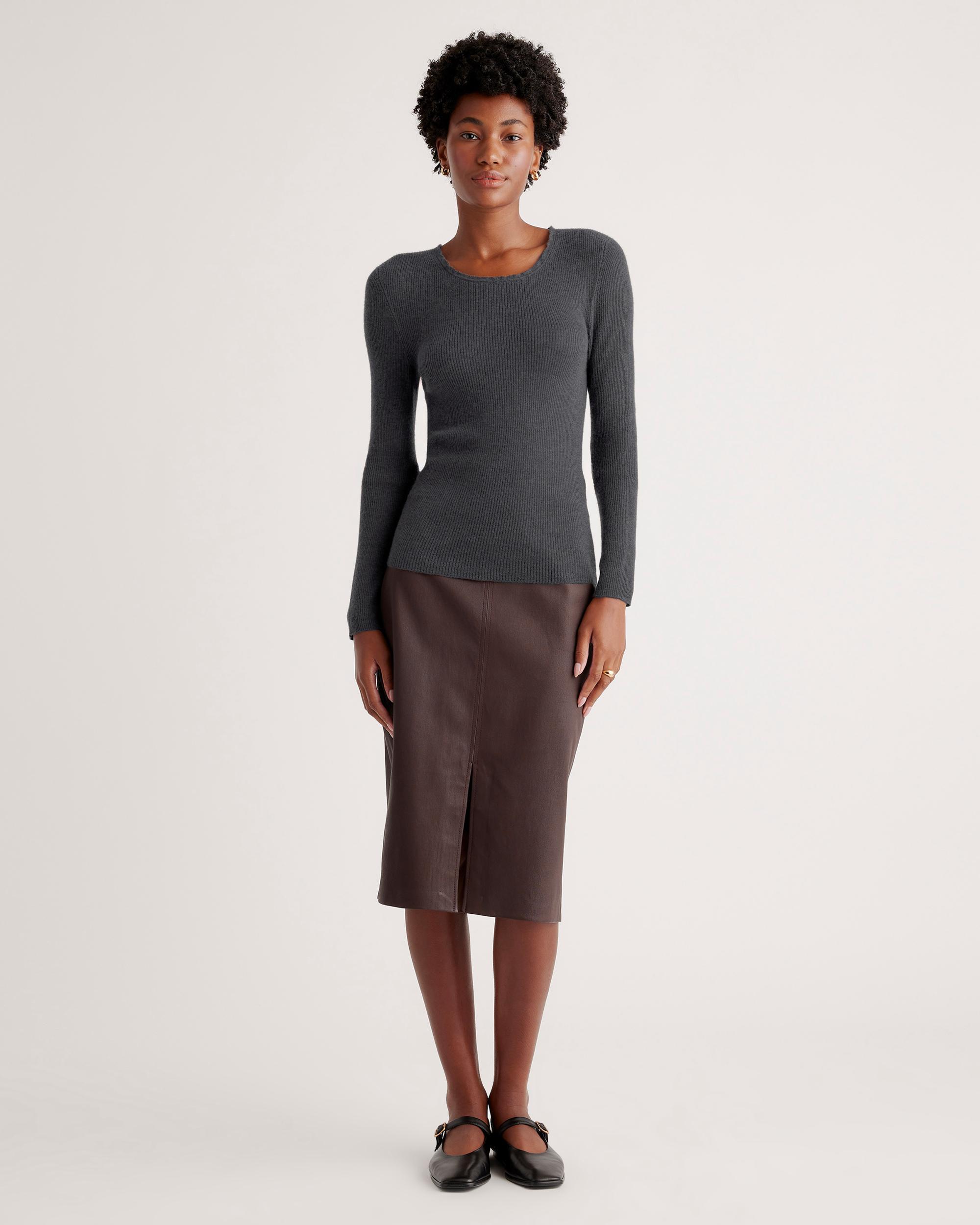 Quince | Women's Featherweight Cashmere Ribbed Crewneck Sweater Size XS Product Image