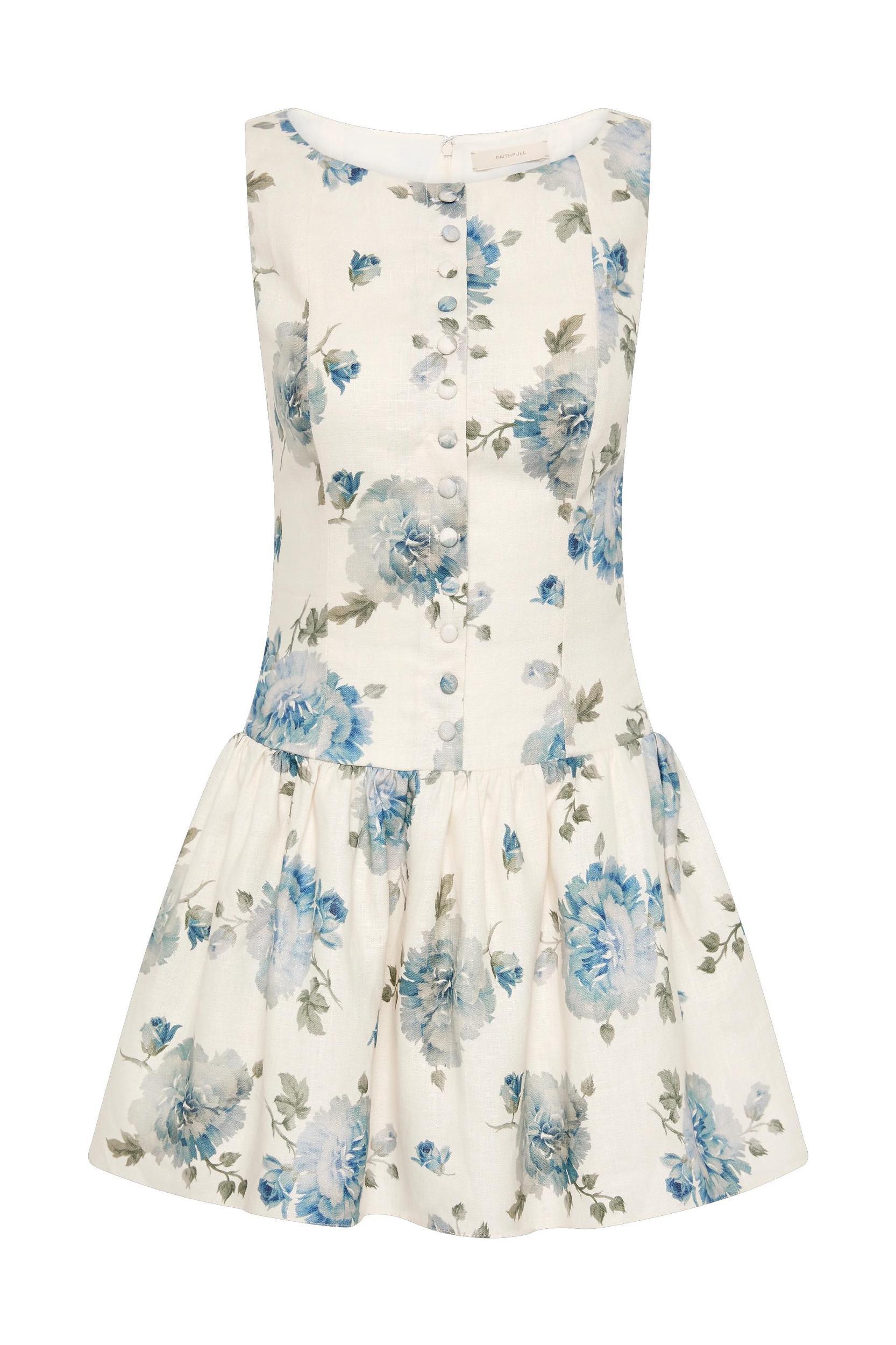 Blair Mini Dress Cecile Floral Pale Blue Product Image
