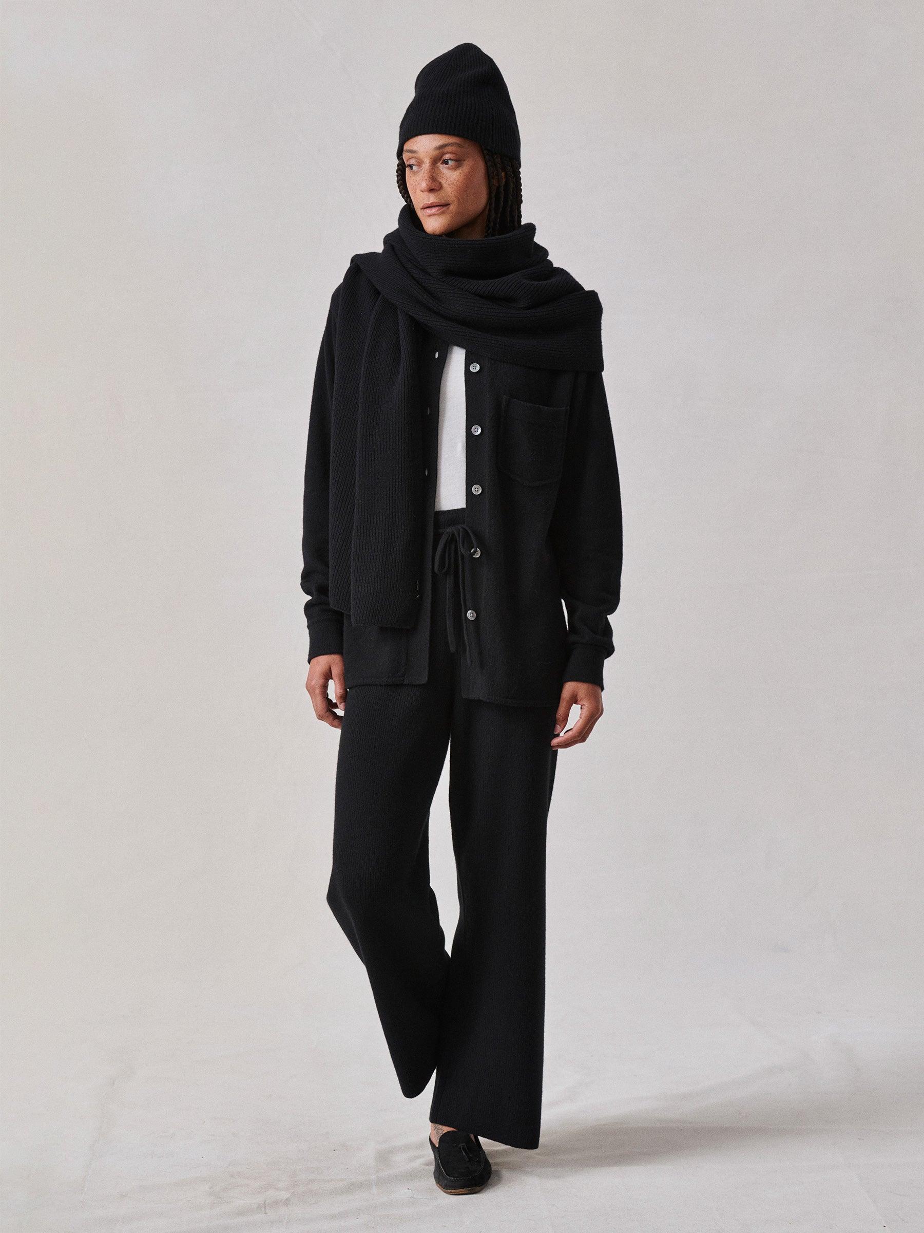 Black Lounge Wool Wide Leg Pant Product Image