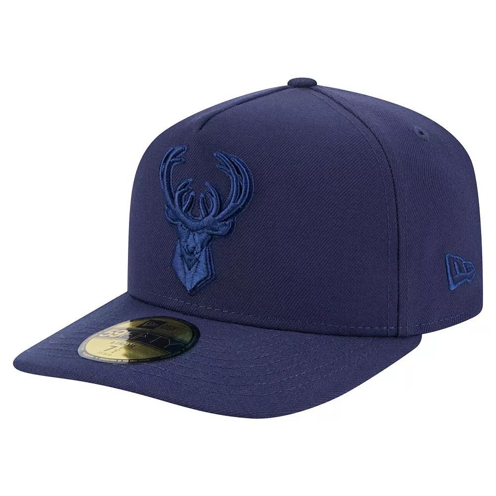 Mens New Era Milwaukee Bucks Colorpack A-Frame Pinch Front 59FIFTY Fitted Hat Blue Product Image